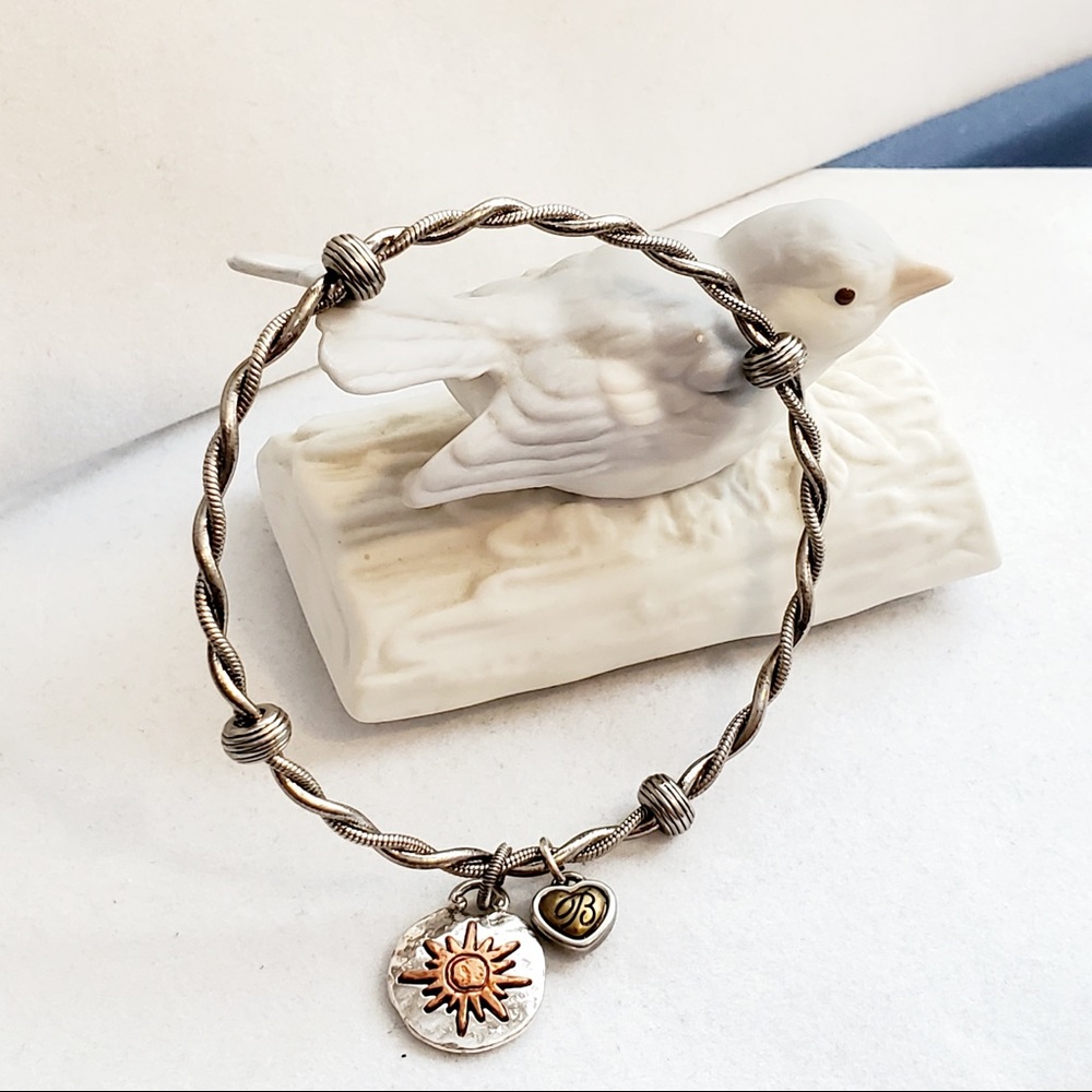 Brighton Bangle Bracelet with Life & Happiness Message Charm